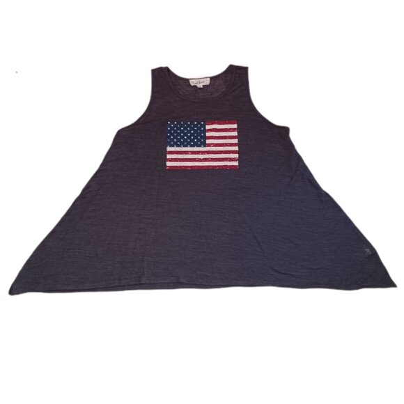 Cloud Chaser Womens Size Small Tank Top American Flag Gray Flowy Sleeveless - Picture 3 of 10